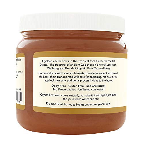 Kevala Organic Raw Oaxaca Honey, Unfiltered, 3 lb, No Added Sugar
