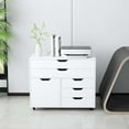 thumbnail image 2 of Costway 5-Drawer File Cabinet Mobile Chest of Drawers with Side Cabinet 5 Casters, 2 of 10