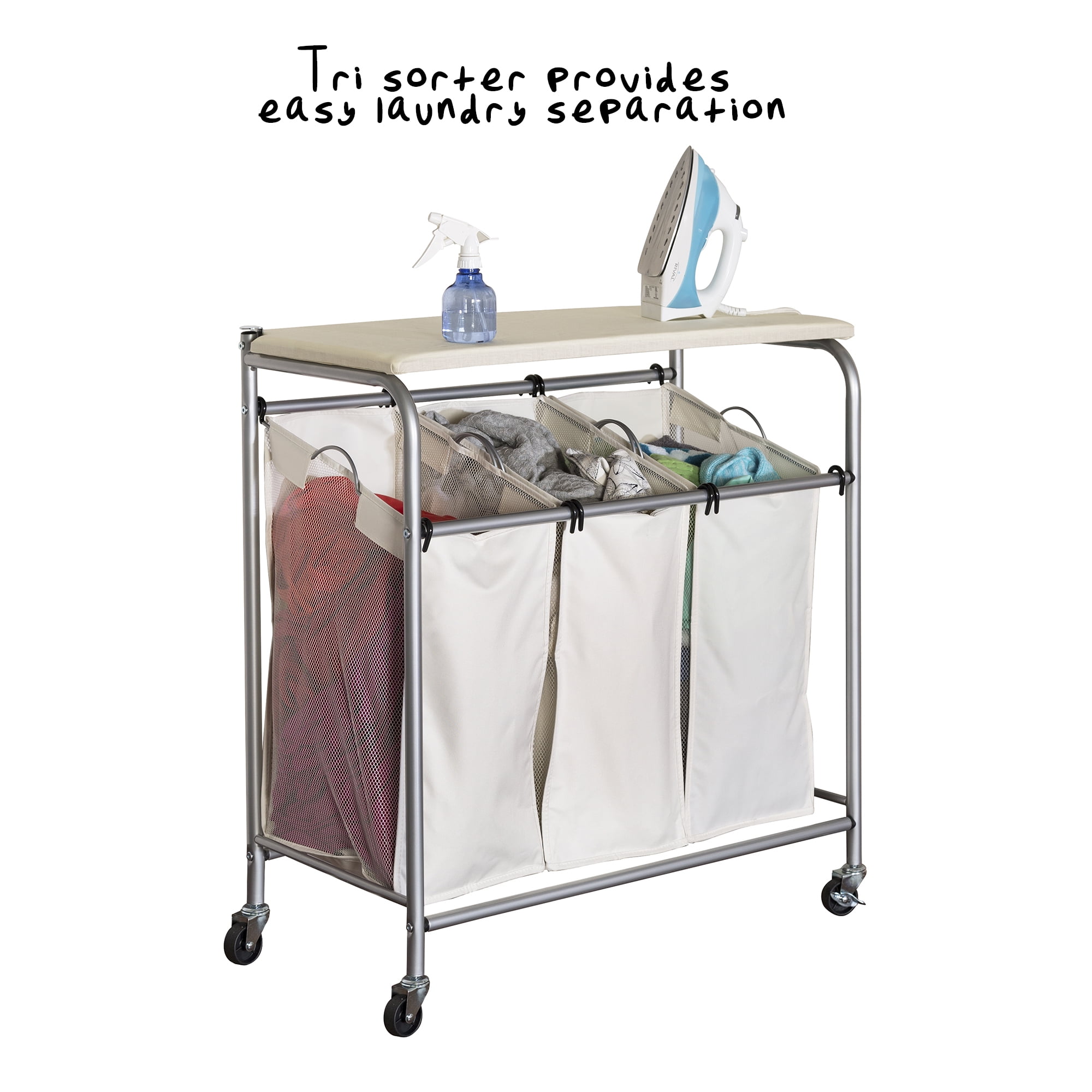Honey Can Do Ironing Board And Laundry Sorter Combo Beige