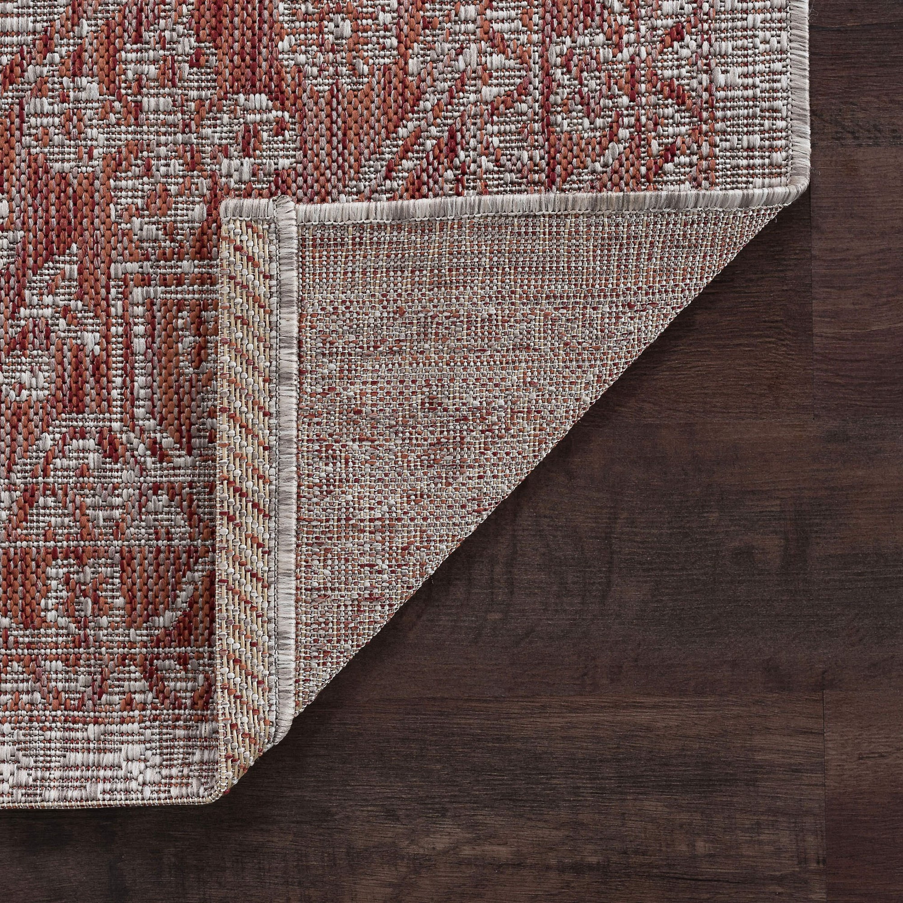 Veranda Traditional 8' x 10' Terra and Light Beige Polypropylene Outdoor Area Rug