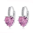 thumbnail image 2 of Trayknick Earrings Rhinestone Inlaid Heart-shape Design Alloy Heart-shape Design Leaverback Earrings for Party Pink, 2 of 13