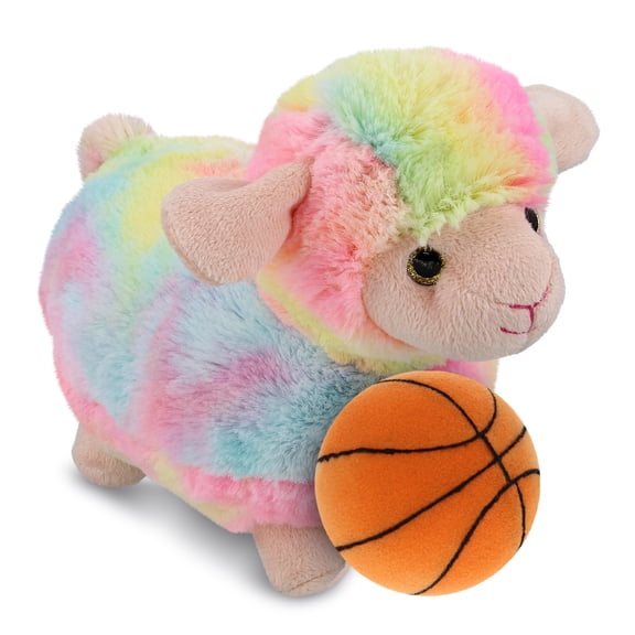 DolliBu Super Soft Rainbow Sheep Stuffed Animal with Basketball Plush – Soft Huggable Sheep, Playtime Plush Toy, Cute Farm Life Gift Plush Doll Animal Toy for Kids and Adults – 7 Inches