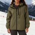 thumbnail image 6 of ClodeEU Womens Fleece Lined Rain Hooded Ski Jacket ,Fashion Windproo Water Resistant Zipper Jacket Army Green,Womens Plus XL, 6 of 7