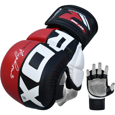 RDX Martial Arts T6 Grappling Gloves, Red, Medium