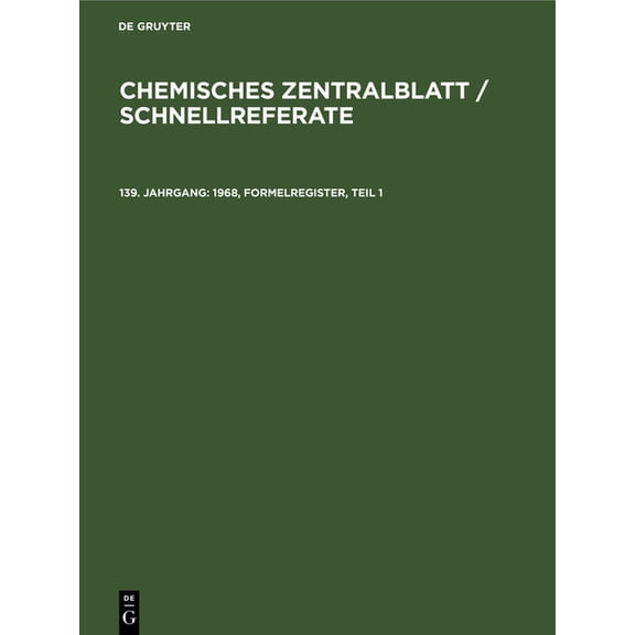 1968, Formelregister, Teil 1, (Hardcover)