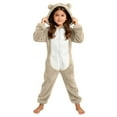 thumbnail image 2 of MKOSPLRT Girls Fleece Onesie Animal One-Piece Pajamas Kids Zip-Front Hooded Sleepwear Soft Comfy Fuzzy Jumpsuits 4-14 Years, 2 of 7