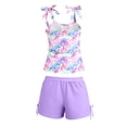 thumbnail image 5 of Swimsuit for Girls 2 Piece Ruched Tie Straps Swimwear Tank Top and Swim Shorts Summer Beach Vacation Bathing Suit Purple Size 11-12 Y, 5 of 5