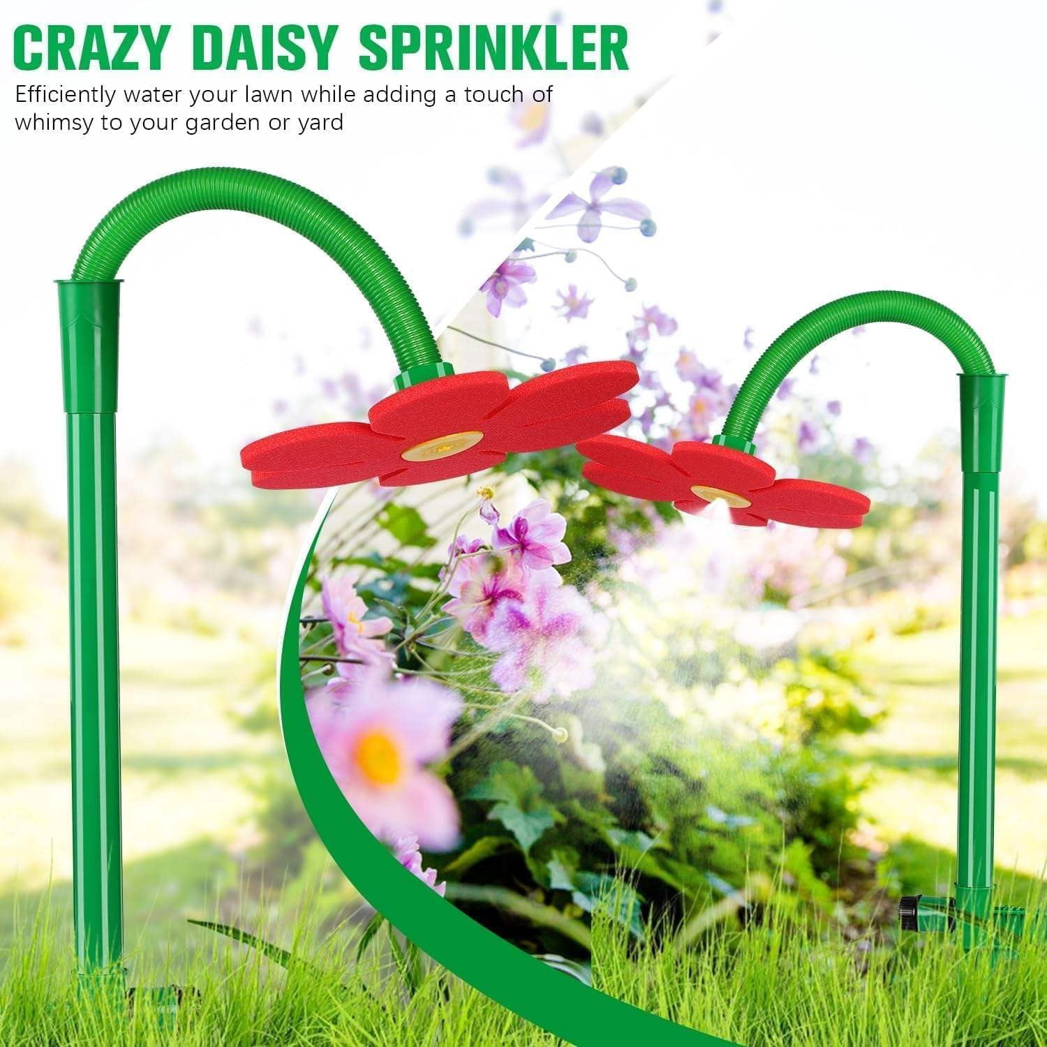 Crazy Daisy Sprinkler Dancing Flower Daisy Water Sprinkler,360 Rotatable Sun Garden Sprinkler Stake with Adapter,Lawn Sprinkler for Yard Watering Dogs  (Yellow)