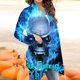 thumbnail image 3 of Blusa de cárdigan con estampado de Halloween informal de manga larga para mujer Pompotops  qwe20887, 3 of 6