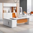 thumbnail image 2 of Executive Writing Office Desk Reception Desktop Corner Standing Office Desk Bedroom Scrivania Ufficio Lavoro Salon Furniture My Lux Decor Round, 2 of 12