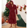 thumbnail image 4 of VULCANODON Mens Robe Big and Tall with Hood,Full Length Plush Robe for Men Long Fleece Bathrobe（Burgundy, Small-Medium）, 4 of 6
