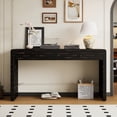 thumbnail image 4 of Farmhouse Rustic Console Table, Curved, 2 Drawer Storage Entryway Piece, 4 of 25