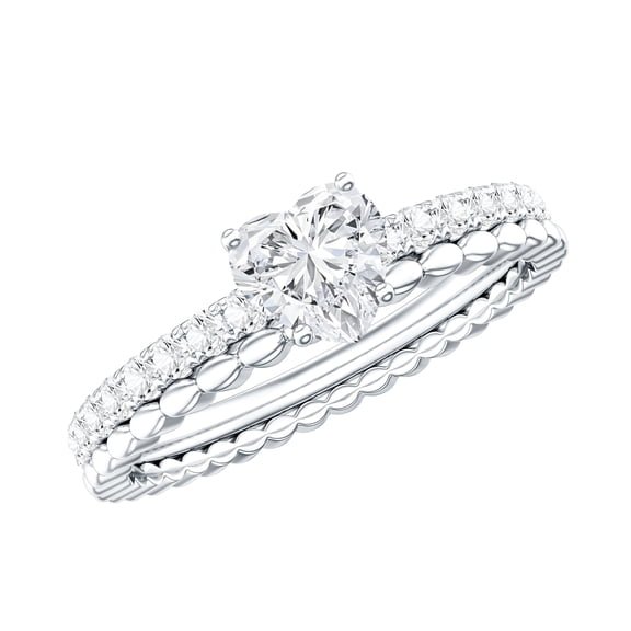 Rosec Jewels Certified Moissanite Heart Engagement Ring for Women - Designer Ring - 5 mm - D-VS1 Quality, 925 Sterling Silver, US 4.00