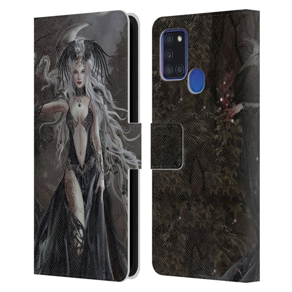 Head Case Designs Officially Licensed Nene Thomas Gothic Skull Queen Of Havoc Dragon Leather Book Wallet Case Cover Compatible with Samsung Galaxy A21s (2020)