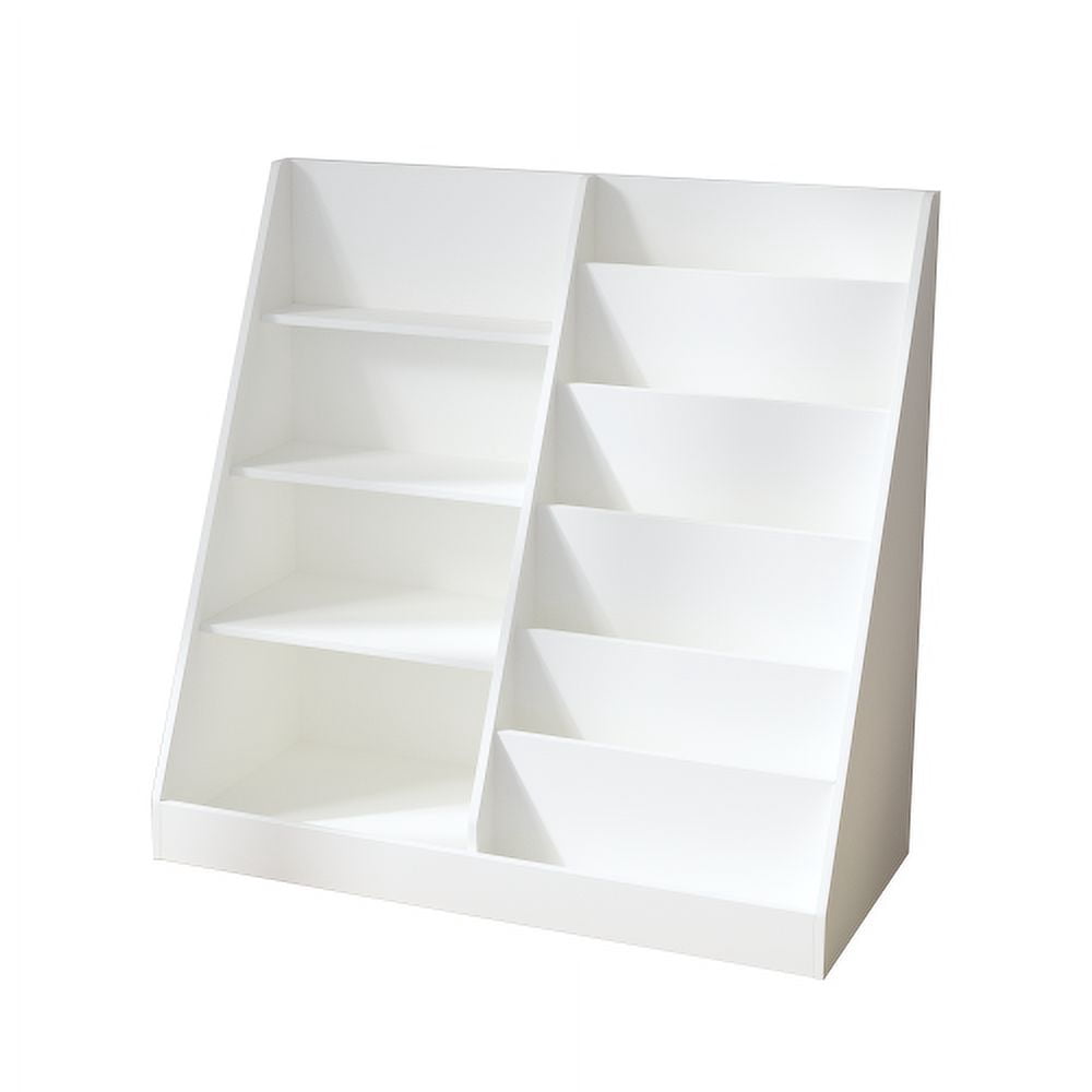 Yoneston 4 Tier Kids Bookshelf with Bookcase Display Stand, Multifunctional Toy Storage Organizer in Children Room Playroom Nursery, White