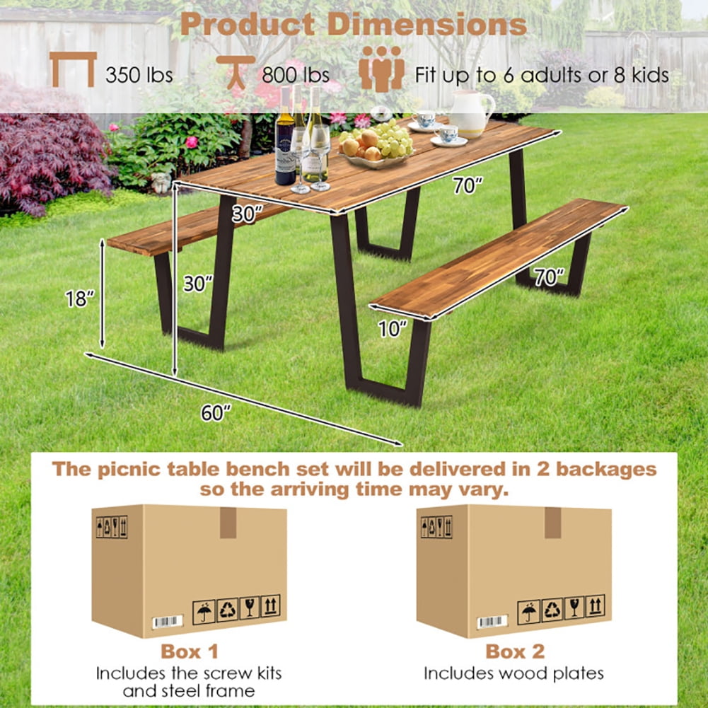 Aimee Lii 70 Inch Dining Table Set with Seats and Umbrella Hole, Outdoor Patio Furniture Aimee Lii 70 Inch Dining Table Set with Seats and Umbrella Hole, Outdoor Patio Furniture