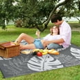 thumbnail image 6 of EastVita Area Rugs Carpets 9'*18' Outdoor Rugs Modern Leaves Pattern Reversible Plastic Straw Rug Waterproof Camping Rug for Patio RV Beach Deck,Gray White gray 9*18ft, 6 of 7