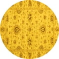 thumbnail image 1 of Ahgly Company Indoor Round Oriental Yellow Traditional Area Rugs, 3' Round, 1 of 4