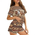 thumbnail image 3 of SEANATIVE Aztec Tribal Horses Pajamas Sets Women Short Sleeve Shirts and Pants Size M 2 Piece Sleepwear Stretchy Loungewear Set with Pockets Ladies Nightwear Outfits, 3 of 7