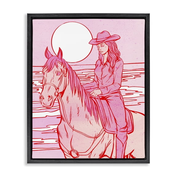 Stupell Industries Eclectic Vintage Coastal Cowgirl Black Floating Frame Canvas Art, 17 x 21, by Ziwei Li