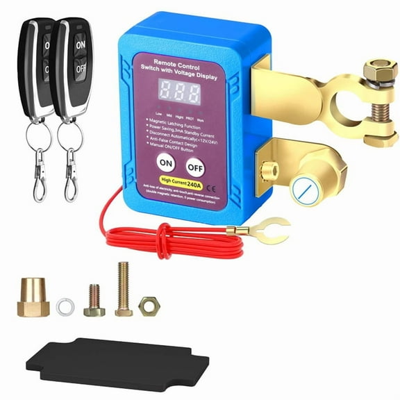 Remote Battery Disconnect Switch 12V 240A with Led Voltage Display,Automatic Power Shut Switch for Auto Car Truck