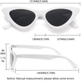 thumbnail image 5 of Gafas de sol IOHLNG Retro Vintage de Ojo de Gato con Montura Blanca y Lente Gris, 5 of 5