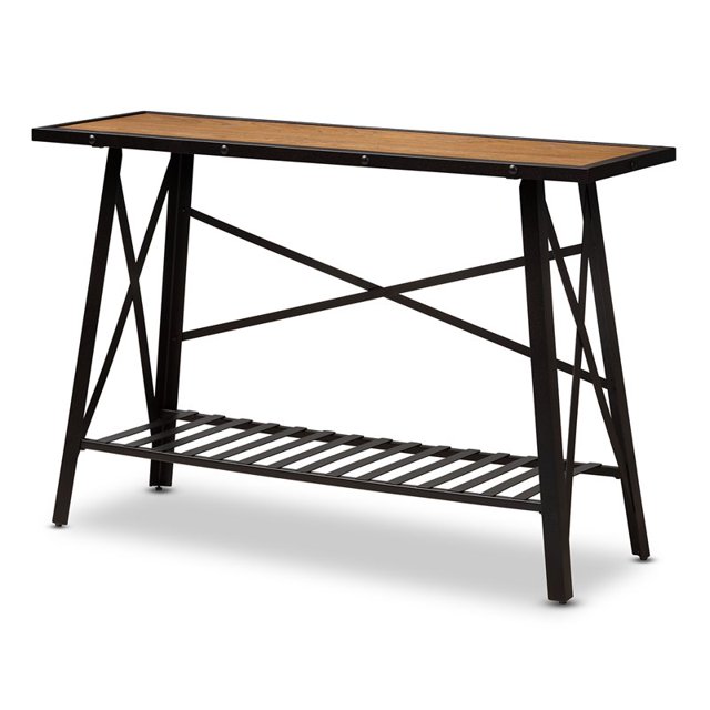 Baxton Studio Console Bois et Métal Allaire en Bronze Foncé