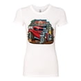 thumbnail image 2 of Wild Bobby, Vintage Hot Rod Old Garage Cars and Trucks Womens Slim Fit Junior Tee, White, 2XL, 2 of 3