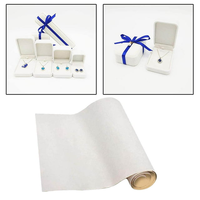 Feuille Autocollante au Dos en Feutre Velours pour Bijoux, Tissu en Velours, Autocollant d'Artisanat Blanc