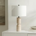 thumbnail image 4 of SAFAVIEH Nara 25" Mid-Century Travertine Ivory Table Lamp with White Shade, 4 of 6