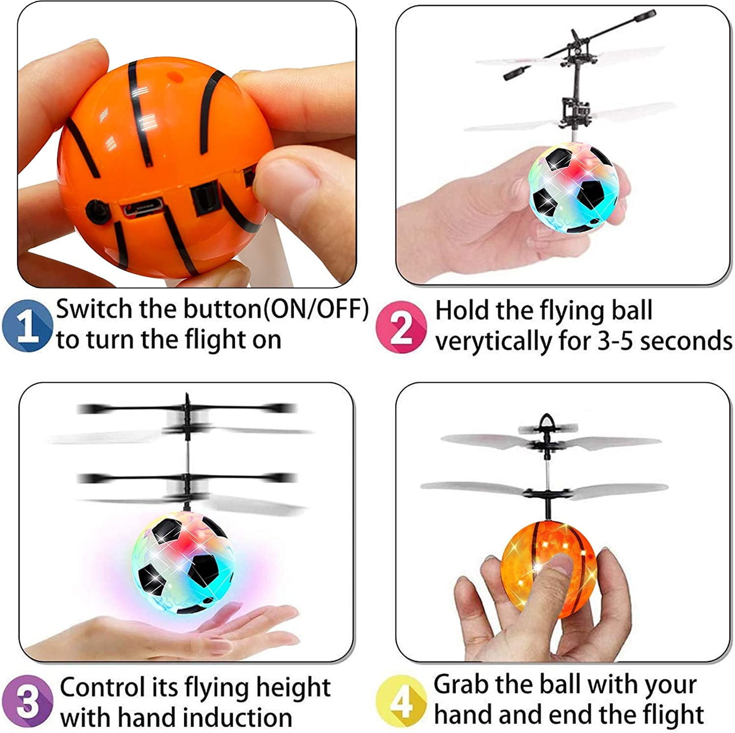 Cool Boys Flying Ball LED 5 6 7 8 9 10 11 Year Old Age Boys Toy Xmas Gift 