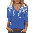 thumbnail image 2 of Blouses pour Femmes, Blouses pour Femmes Mode, T-Shirt Imprimé Mode Femmes Manches 3/4 Blouse Col en V Hauts Décontractés, 2 of 5