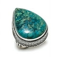 thumbnail image 2 of Natural Chrysocolla Gemstone Handmade 925 Sterling Silver Jewelry Ring S.10, 2 of 2