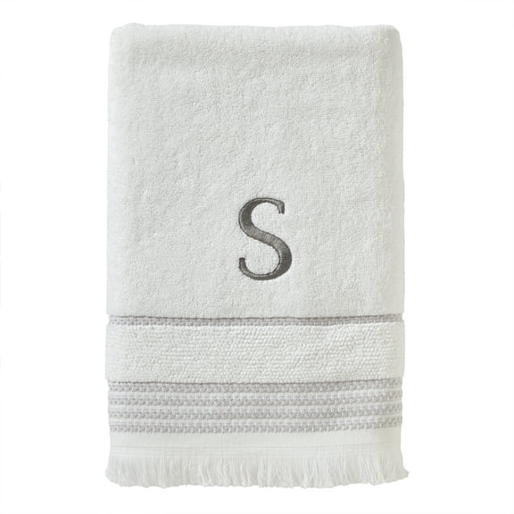 SKL Home Casual Monogram Bath Towel, "S", White