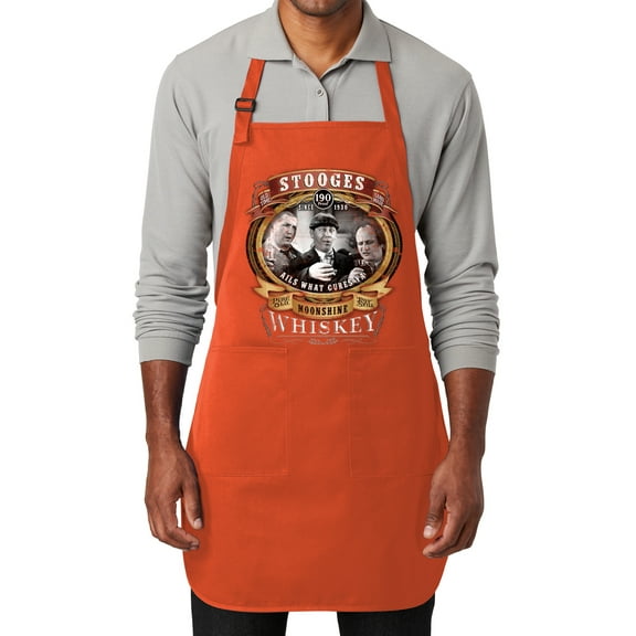 Men's Three Stooges Moonshine Adjustable Grilling Apron with Two Pockets, Orange