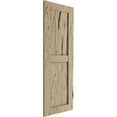 thumbnail image 3 of Ekena Millwork 15"W x 84"H Rustic Two Equal Panel Flat Panel Hand Hewn Faux Wood Shutters (Per Pair), Primed Tan, 3 of 11