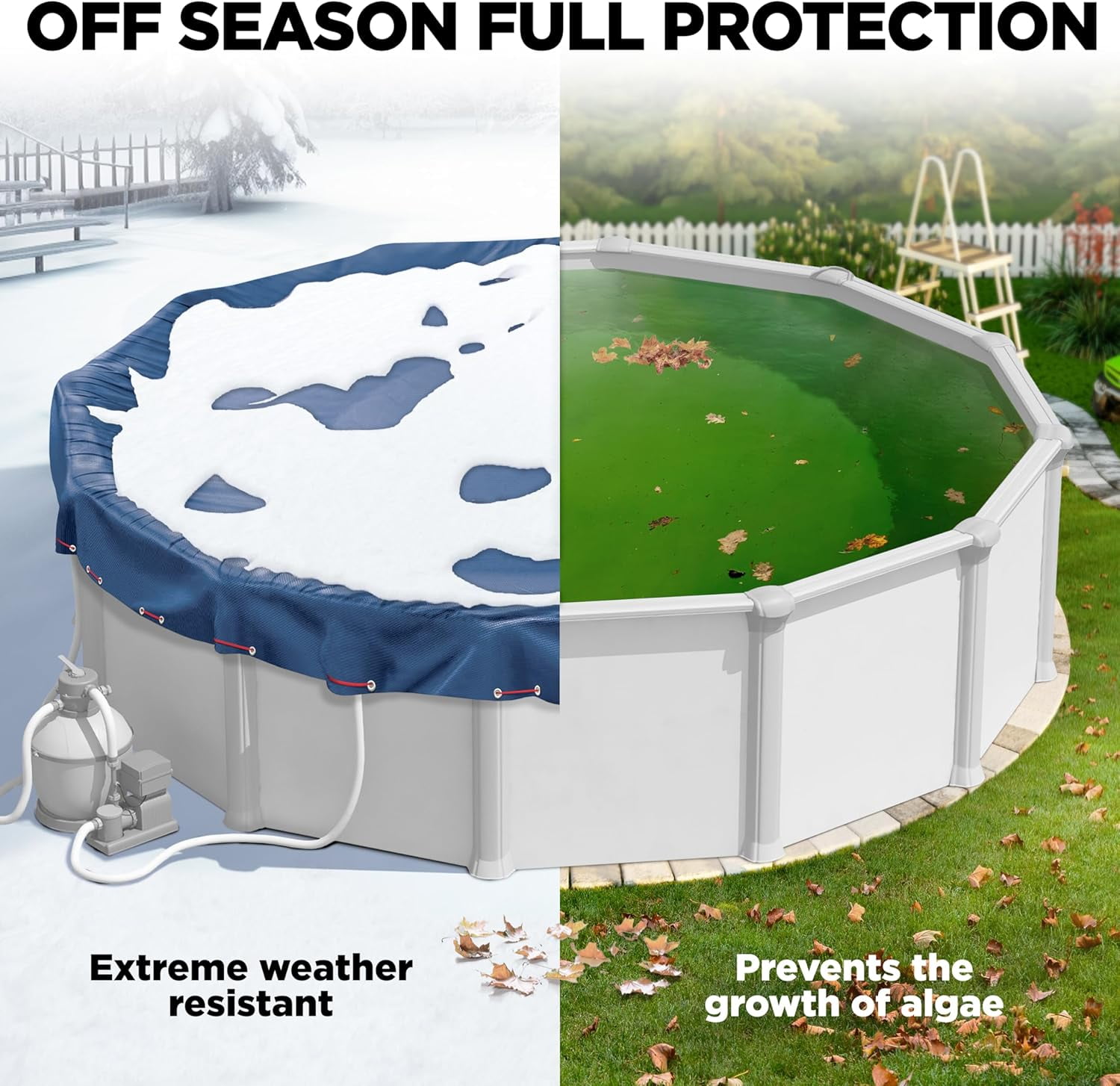 18 ft Round Pool Cover for Above Ground Pools, Above Ground Pool Cover, Winter Pool Cover, Navy Blue