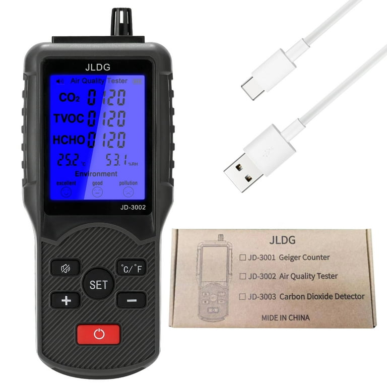 CO2 Detector Meter Measure CO2, Temperature and Humidity for