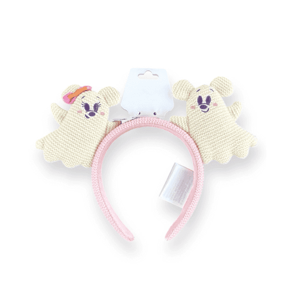 LIUUWSH Playful Mickiy & Miniie Ghost Ears Headband – Soft Pink & White Halloween Hair Accessory, Cute Spooky Vibes for Trick-or-Treat, Parties & Photo Ops