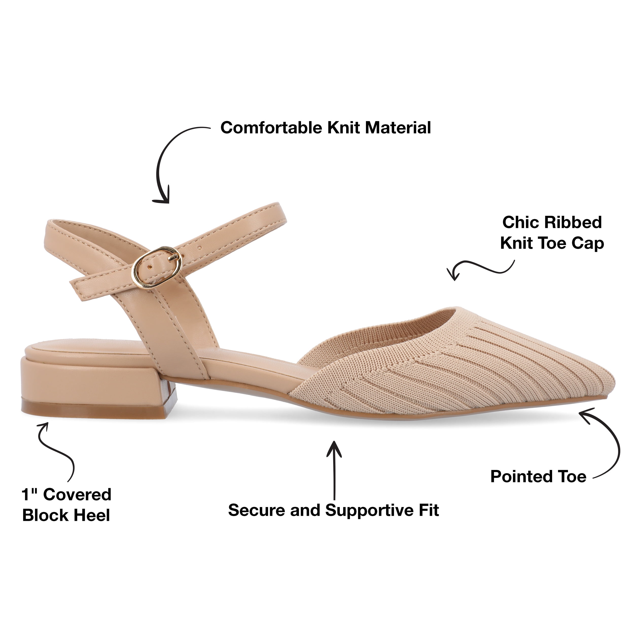 Journee Womens Ansley Mary Jane Pointed Toe Flats, Widths Available