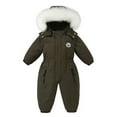 thumbnail image 3 of lnmuld Kids One-piece Solid Color Boys Winter Thermal Romper Jumpsuit Insulated Baby Snowsuit Warm Padded Coverall for Toddler Kids Outdoor Play Size:2-3 Years, 3 of 5