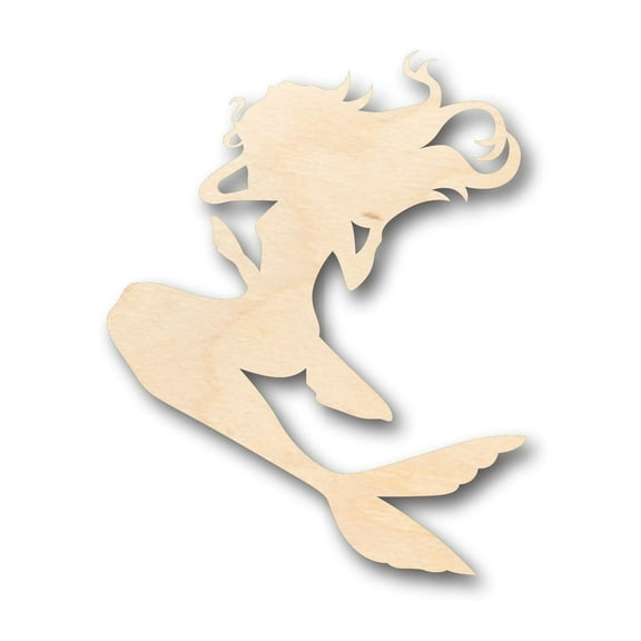 Unfinished Wood Mermaid Siren Shape - Craft - up to 46" DIY 5" / 1/2"