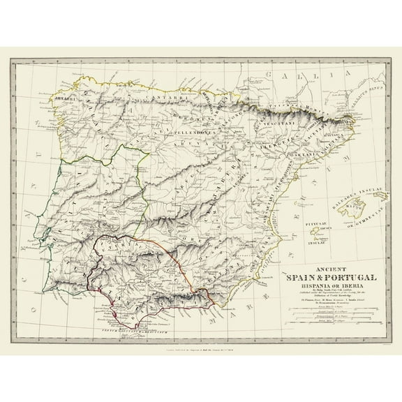 Historic Map - Spain Portugal Ancient - Chapman 1830 - 29.93 x 23 - Vintage Wall Art