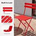 thumbnail image 4 of KAMEROUT 3-Piece Folding Bistro Set with 2 Chairs and 1 Table for Patio, Yard, Red, 4 of 6