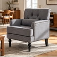 thumbnail image 3 of Aukfa Tufted Accent Chair, Mid Century Modern Linen Armchair with Nailhead Trim & Rubber Wood Legs for Small Spaces,Gray, 3 of 8