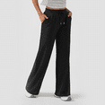 thumbnail image 5 of MLDRA Women's Wide-Leg Sports Pants Yoga Sweatpants High-Waisted Loose Jogging Pants with Drawstring & Side Pockets, Soft & Comfortable Lightweight for Summer Black, 5 of 6