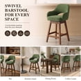 thumbnail image 6 of EOP Modern Swivel Bar Stools Set of 4, 25" Upholstered Counter Height Bar Stools with Wood Legs & Curved Back, Mid Century Bar Chairs for Kitchen Island Pub, Green, 6 of 11