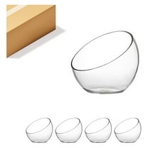 Glass Vase Set of 4, 9" Slant Cut Bowl - Clear Terrarium, Candy Dish, Fruit Bowl, Floral Centerpieces for Wedding, Event, Home Decor