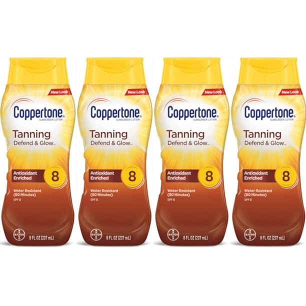4 Pack Coppertone Tanning Sunscreen Lotion SPF8 8oz Each