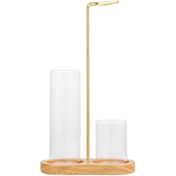 2 in 1 Incense & Candle Holder, 2 in 1 Incense Holder for Sticks with Glass Ash Catcher, Solid Wood Multifunctional Incense Burner, Home Incense Holder, Incense Stick Base (DSF)
